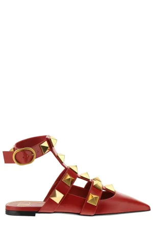 Valentino Garavani Roman Stud Ankle Strapped Flats