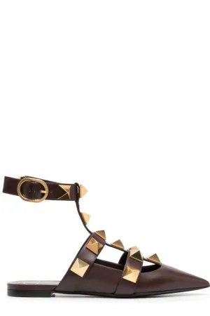 Valentino Garavani Roman Stud Ankle-Strapped Flats