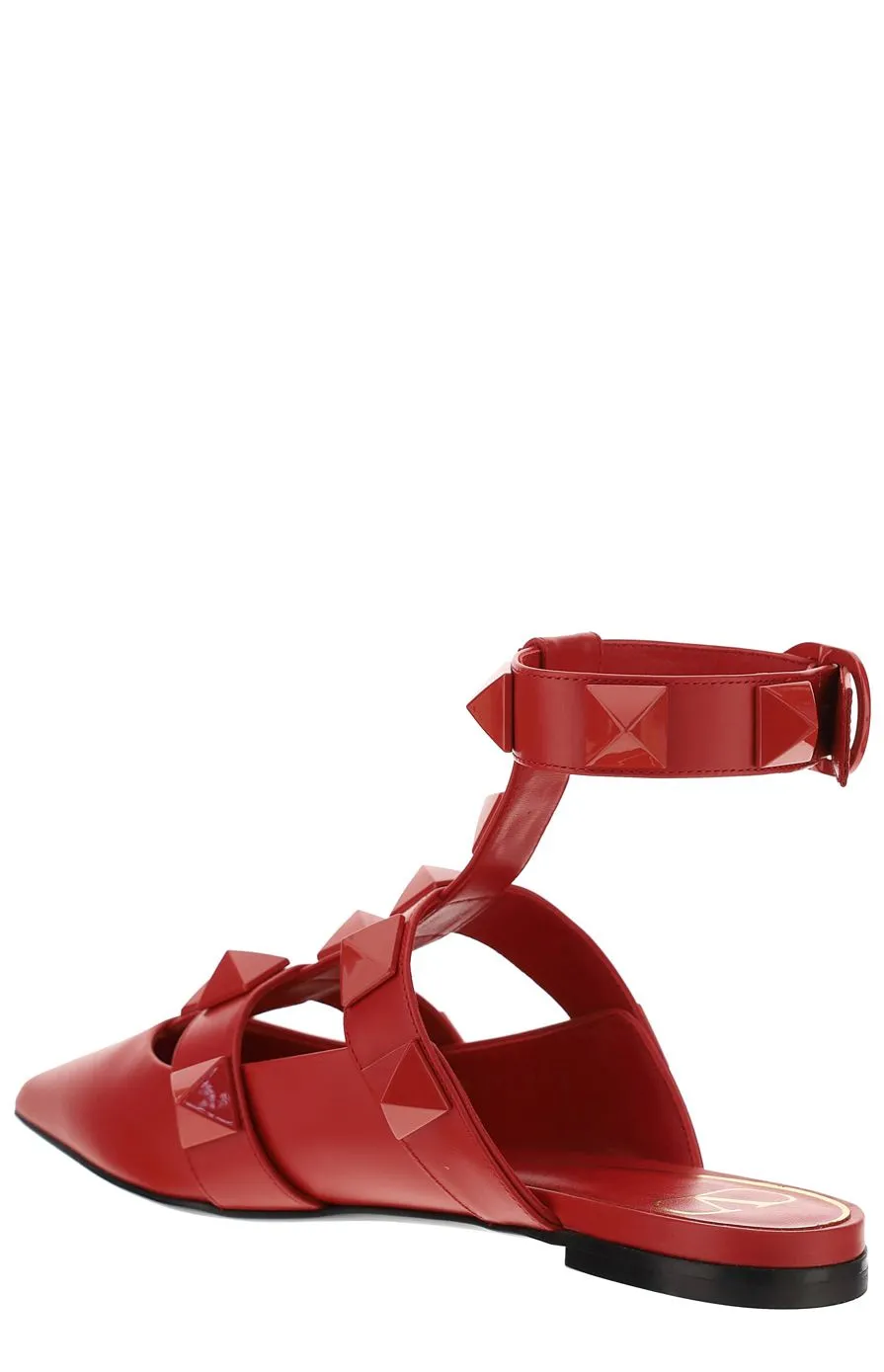 Valentino Garavani Roman Stud Ankle-Strapped Flats